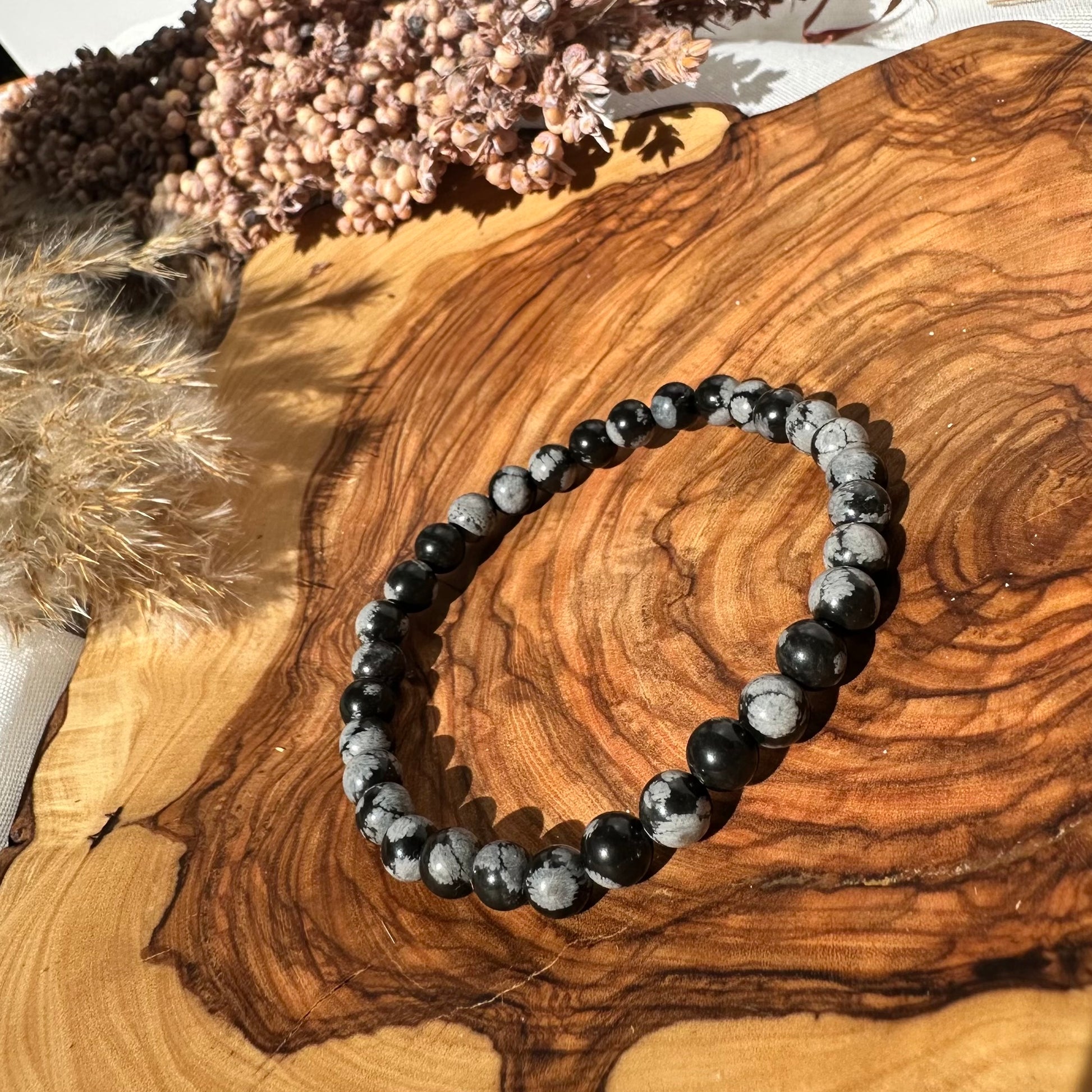 Schneeflocken Obsidian Armband